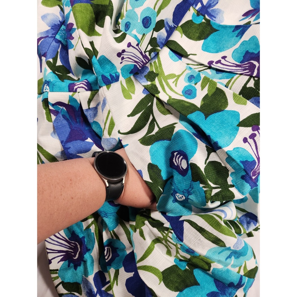Eliza J Blue Floral Sleeveless Fit and Flare Midi Dress Lined has Pockets Size 8 - Picture 7 of 10